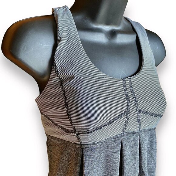 Lululemon Run Your Heart Out Tank Racerback Heathered Black White Microstripe 8 - Picture 3 of 14